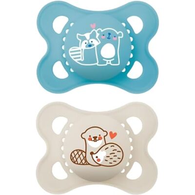 MAM Original Lot de 2 tétines en silicone Skinsoft avec étui porte-sucette, 2 à 6 mois, bleu clair MAM Original Lot de 2 tétines en silicone Skinsoft avec étui porte-sucette, 2 à 6 mois, bleu clair