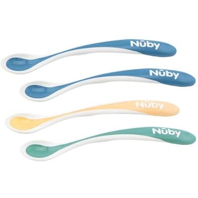 Cuillères sensibles à la chaleur bleues Nuby 3M+ - Cuillères Cuillères sensibles à la chaleur bleues Nuby 3M+ - Cuillères