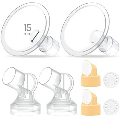 Maymom eendelig borstschild met ventiel en membraan Compatibel met Medela Pump in Style, Lactina en Symphony; vervangt PersonalFit 24 mm; niet-origineel compatibel accessoire, 15 mm Maymom eendelig borstschild met ventiel en membraan Compatibel met Medela Pump in Style, Lactina en Symphony; vervangt PersonalFit 24 mm; niet-origineel compatibel accessoire, 15 mm
