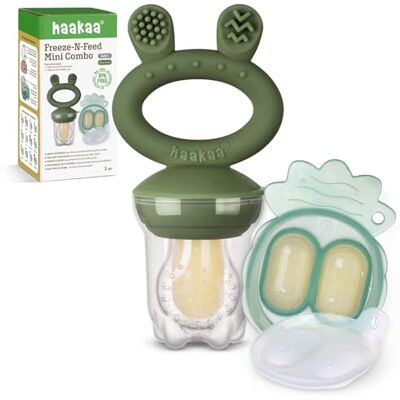 haakaa Nourrisseur de fruits pour bébé, Moule à glace pour le lait maternel, sans BPA, pour l'auto-alimentation de votre bébé, 4 mois et plus-vert olive haakaa Nourrisseur de fruits pour bébé, Moule à glace pour le lait maternel, sans BPA, pour l'auto-alimentation de votre bébé, 4 mois et plus-vert olive