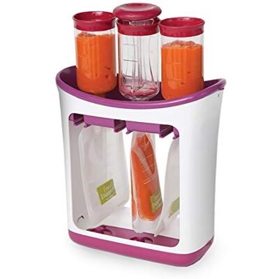 INFANTINO Station de compression, machine à aliments pour bébé et remplissage de pochette, remplissez 3 poches réutilisables à la fois, facile à utiliser, passe au lave-vaisselle, essentiel pour la INFANTINO Station de compression, machine à aliments pour bébé et remplissage de pochette, remplissez 3 poches réutilisables à la fois, facile à utiliser, passe au lave-vaisselle, essentiel pour la
