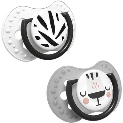 LOVI sucette 3-6 mois, Sucettes pour bébés avec tétine en silicone, Embout dynamique, Sans BPA, Collection Salt&Pepper, 2 pièces, Gris LOVI sucette 3-6 mois, Sucettes pour bébés avec tétine en silicone, Embout dynamique, Sans BPA, Collection Salt&Pepper, 2 pièces, Gris