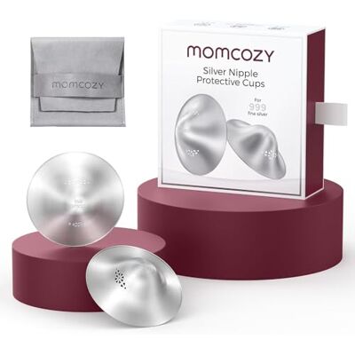 Momcozy 999 Coupelle Argent Allaitement, Design Original Perforé Respirant, Couvre-mamelon Allaitement Essentiel, Protection Mamelon Métal pour Nourrisson, Taille XL (55 mm) Momcozy 999 Coupelle Argent Allaitement, Design Original Perforé Respirant, Couvre-mamelon Allaitement Essentiel, Protection Mamelon Métal pour Nourrisson, Taille XL (55 mm)