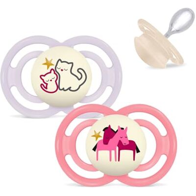MAM Perfect Night Lot de 2 tétines en silicone pour fille de 16 ans et plus, avec 2 boîtes de transport stérilisées MAM Perfect Night Lot de 2 tétines en silicone pour fille de 16 ans et plus, avec 2 boîtes de transport stérilisées