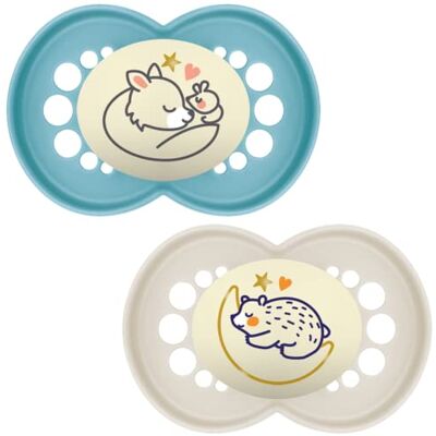 MAM Pure Night 6+M Lot de 2 tétines pour garçon MAM Pure Night 6+M Lot de 2 tétines pour garçon