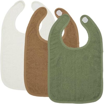 MEYCO bavoir velcro pack de 3 éponge bavoir enfant Offwhite/Toffee 100% coton Certifié Oeko Tex Bavoirs pour bébé séchage rapide lavable en machine MEYCO bavoir velcro pack de 3 éponge bavoir enfant Offwhite/Toffee 100% coton Certifié Oeko Tex Bavoirs pour bébé séchage rapide lavable en machine