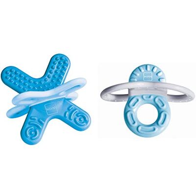 MAM Bite & Relax Kit d'anneaux de dentition bleus extra légers pour bébé, aide à la dentition de bébé analgésique pour les dents avant et molaires, à partir de 2 mois MAM Bite & Relax Kit d'anneaux de dentition bleus extra légers pour bébé, aide à la dentition de bébé analgésique pour les dents avant et molaires, à partir de 2 mois