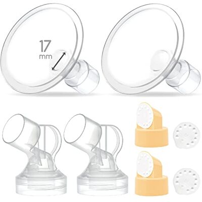 Maymom eendelig borstschild met ventiel en membraan Compatibel met Medela Pump in Style, Lactina en Symphony; vervangt PersonalFit 24 mm; niet-origineel compatibel accessoire, 17 mm Maymom eendelig borstschild met ventiel en membraan Compatibel met Medela Pump in Style, Lactina en Symphony; vervangt PersonalFit 24 mm; niet-origineel compatibel accessoire, 17 mm