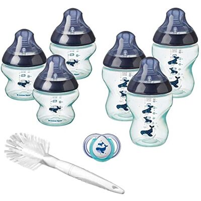 Tommee Tippee Biberon Kit Naissance Closer To Nature, Valve Anti-Colique, Tétine Souple, Blanc Et Décoré Tommee Tippee Biberon Kit Naissance Closer To Nature, Valve Anti-Colique, Tétine Souple, Blanc Et Décoré