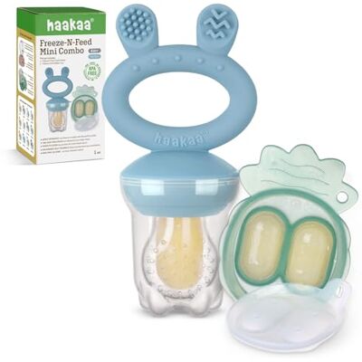 haakaa Nourrisseur de fruits pour bébé, Moule à glace pour le lait maternel, sans BPA, pour l'auto-alimentation de votre bébé, 4 mois et plus-Bleu ciel haakaa Nourrisseur de fruits pour bébé, Moule à glace pour le lait maternel, sans BPA, pour l'auto-alimentation de votre bébé, 4 mois et plus-Bleu ciel