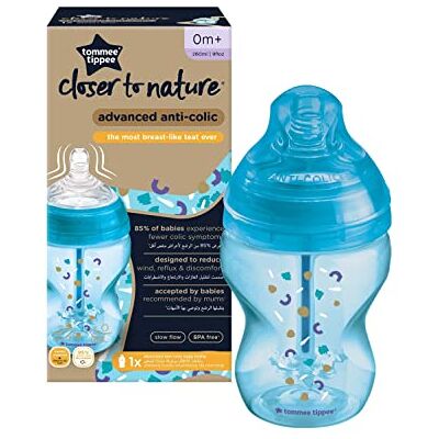 Biberon Anti-Colique Avancé Tommee Tippee Décoré Bleu 260 ml Biberon Anti-Colique Avancé Tommee Tippee Décoré Bleu 260 ml