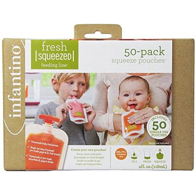 INFANTINO Lot de 50 sachets jetables à presser pour bébé INFANTINO Lot de 50 sachets jetables à presser pour bébé