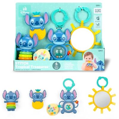 Bright Starts Baby Stitch Tropical Treasures Lot de 4 jouets inspirés de Stitch, avec miroir et jouets de dentition, pour nouveau-nés et enfants plus âgés Bright Starts Baby Stitch Tropical Treasures Lot de 4 jouets inspirés de Stitch, avec miroir et jouets de dentition, pour nouveau-nés et enfants plus âgés