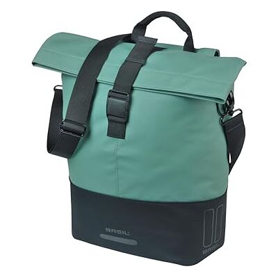 Basil Cove Sacoche de vélo pour porte-bagages Étanche 14-16 l Réfléchissante En matériau recyclé Compatible MIK 29 x 14,5 x 36 cm Vert/blanc Basil Cove Sacoche de vélo pour porte-bagages Étanche 14-16 l Réfléchissante En matériau recyclé Compatible MIK 29 x 14,5 x 36 cm Vert/blanc