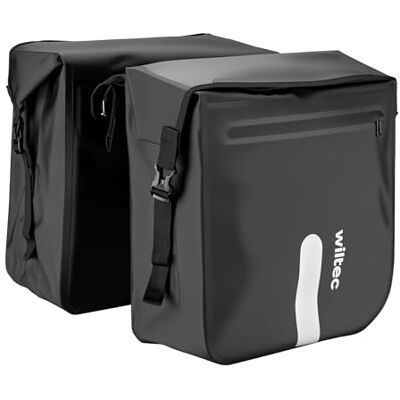 WilTec Sacoche double pour porte-bagages 37 x 16 x 51 cm, 46 l d'espace de rangement, résistante à l'eau, avec poches latérales WilTec Sacoche double pour porte-bagages 37 x 16 x 51 cm, 46 l d'espace de rangement, résistante à l'eau, avec poches latérales