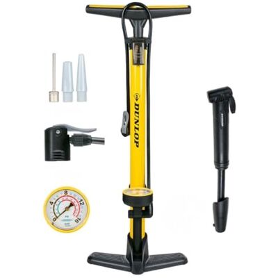 Dunlop Pompe à vélo avec manomètre et kit de réparation de vélo 14 pièces Kit d'outils pour vélo avec mini pompe et kit de réparation Pour valve Presta Schrader Noir Dunlop Pompe à vélo avec manomètre et kit de réparation de vélo 14 pièces Kit d'outils pour vélo avec mini pompe et kit de réparation Pour valve Presta Schrader Noir