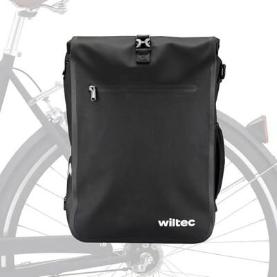 WilTec Sacoche sac à dos étanche pour porte-bagages noire – capacité de 25 L – en 600D TPU – avec compartiment pour ordinateur portable – pour vélos et vélos électriques – Sac de bicyclette – Cyclisme WilTec Sacoche sac à dos étanche pour porte-bagages noire – capacité de 25 L – en 600D TPU – avec compartiment pour ordinateur portable – pour vélos et vélos électriques – Sac de bicyclette – Cyclisme