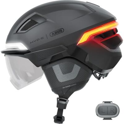 ABUS Casque de vélo HYP-E ACE Avec feu avant, feu arrière et feu clignotant Avec visière et cache-oreilles Convient également pour les vélos électriques et S-Pedelec Pour homme et femme - ABUS Casque de vélo HYP-E ACE Avec feu avant, feu arrière et feu clignotant Avec visière et cache-oreilles Convient également pour les vélos électriques et S-Pedelec Pour homme et femme -