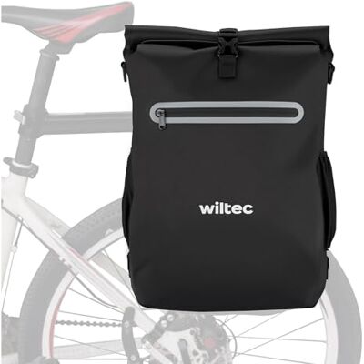 WilTec Sacoche sac à dos étanche pour porte-bagages noire – capacité de 20 L – en 600D TPU – avec compartiment pour ordinateur portable – pour vélos et vélos électriques – Sac de bicyclette – Cyclisme WilTec Sacoche sac à dos étanche pour porte-bagages noire – capacité de 20 L – en 600D TPU – avec compartiment pour ordinateur portable – pour vélos et vélos électriques – Sac de bicyclette – Cyclisme