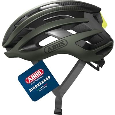 ABUS Casque de vélo de route AirBreaker Casque de vélo haut de gamme pour le cyclisme professionnel Pour adolescents et adultes Casque pour homme et femme Vert (vert olive), taille S ABUS Casque de vélo de route AirBreaker Casque de vélo haut de gamme pour le cyclisme professionnel Pour adolescents et adultes Casque pour homme et femme Vert (vert olive), taille S