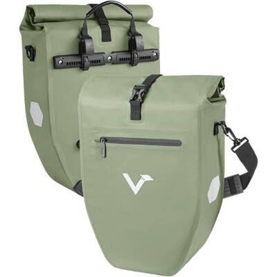 Valkental Grande Sacoche de Porte-Bagages Etanche 28L de Volume Sacoche de Vélo pour Porte-Bagages avec Réflecteurs (Vert naturel, Pack économique 28L) Valkental Grande Sacoche de Porte-Bagages Etanche 28L de Volume Sacoche de Vélo pour Porte-Bagages avec Réflecteurs (Vert naturel, Pack économique 28L)