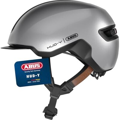 ABUS Casque Urban HUD-Y lumière LED arrière magnétique et rechargeable & fermeture magnétique casque de vélo cool pour tous les jours pour femmes et hommes argent, taille S ABUS Casque Urban HUD-Y lumière LED arrière magnétique et rechargeable & fermeture magnétique casque de vélo cool pour tous les jours pour femmes et hommes argent, taille S