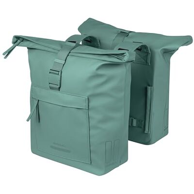 Basil Brooklyn Double sacoche de vélo Étanche 41 l Imperméable Réfléchissante En matériau recyclé Vert Basil Brooklyn Double sacoche de vélo Étanche 41 l Imperméable Réfléchissante En matériau recyclé Vert