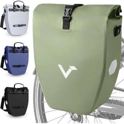 Valkental Grande Sacoche de Porte-Bagages Etanche 28L de Volume Sacoche de Vélo pour Porte-Bagages avec Réflecteurs (Vert naturel, 20L) Valkental Grande Sacoche de Porte-Bagages Etanche 28L de Volume Sacoche de Vélo pour Porte-Bagages avec Réflecteurs (Vert naturel, 20L)
