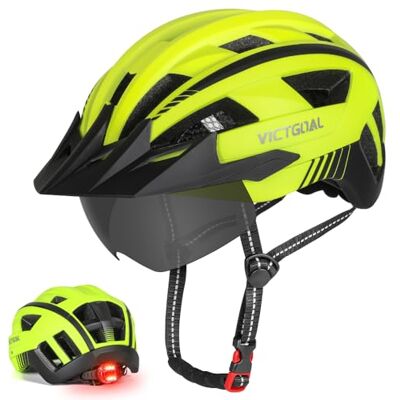 VICTGOAL Casque de vélo adulte avec lumière LED Casque de cyclisme réglable MTB Casque de vélo de montagne pour adulte homme femme VICTGOAL Casque de vélo adulte avec lumière LED Casque de cyclisme réglable MTB Casque de vélo de montagne pour adulte homme femme