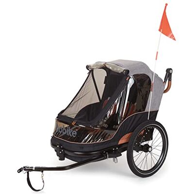 Bobike 8616000001 Remorque et poussette de vélo multifonctionnel facilement pliable pour 1 ou 2 enfants en couleur gris Bobike 8616000001 Remorque et poussette de vélo multifonctionnel facilement pliable pour 1 ou 2 enfants en couleur gris