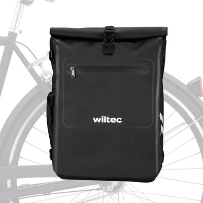 WilTec Sacoche sac à dos étanche pour porte-bagages noire – capacité de 25 L – en 500D PVC – avec compartiment pour ordinateur portable – pour vélos et vélos électriques – Sac de bicyclette – Cyclisme WilTec Sacoche sac à dos étanche pour porte-bagages noire – capacité de 25 L – en 500D PVC – avec compartiment pour ordinateur portable – pour vélos et vélos électriques – Sac de bicyclette – Cyclisme