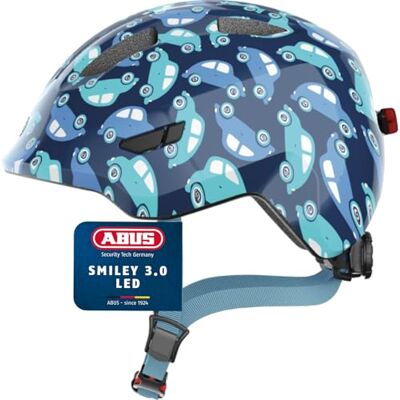 ABUS Casque pour enfants Smiley 3.0 LED Casque de vélo avec lumière Forme profonde & place pour une tresse pour filles et garçons ABUS Casque pour enfants Smiley 3.0 LED Casque de vélo avec lumière Forme profonde & place pour une tresse pour filles et garçons