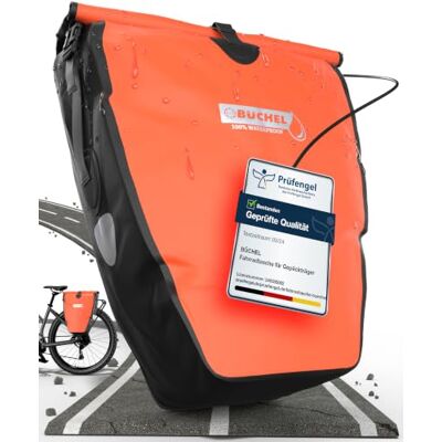 Büchel Sacoche de vélo pour porte-bagages I 25.4 L 100% étanche I avec poignée et bandoulière I sacoche de vélo pour porte-bagages, sacoche de porte-bagages, sacoches de vélo arrière Büchel Sacoche de vélo pour porte-bagages I 25.4 L 100% étanche I avec poignée et bandoulière I sacoche de vélo pour porte-bagages, sacoche de porte-bagages, sacoches de vélo arrière