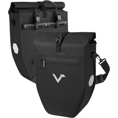 Valkental Grande Sacoche de Porte-Bagages Etanche 28L de Volume Sacoche de Vélo pour Porte-Bagages avec Réflecteurs (Noir, Pack économique 28L) Valkental Grande Sacoche de Porte-Bagages Etanche 28L de Volume Sacoche de Vélo pour Porte-Bagages avec Réflecteurs (Noir, Pack économique 28L)