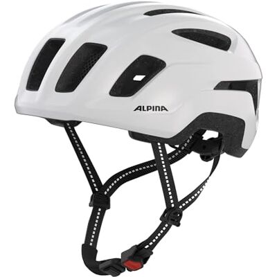 ALPINA Paranus Urban Casque de vélo avec feu arrière LED, coque intérieure légère Hi-EPS, grande ventilation, réglable individuellement et filet anti-insectes intégré, blanc brillant 55-59 ALPINA Paranus Urban Casque de vélo avec feu arrière LED, coque intérieure légère Hi-EPS, grande ventilation, réglable individuellement et filet anti-insectes intégré, blanc brillant 55-59