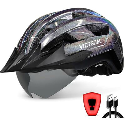 VICTGOAL Casque de cyclisme pour homme et femme avec visière magnétique amovible, respirant, 21 canaux de ventilation, casque de vélo réglable VICTGOAL Casque de cyclisme pour homme et femme avec visière magnétique amovible, respirant, 21 canaux de ventilation, casque de vélo réglable