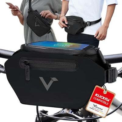 Valkental ® x KLICKfix® Sacoche de guidon 3en1 Entièrement réfléchissante & imperméable Convient comme sacoche de guidon & sac banane 4L de volume (Noir Full Black, Sans adaptateur) Valkental ® x KLICKfix® Sacoche de guidon 3en1 Entièrement réfléchissante & imperméable Convient comme sacoche de guidon & sac banane 4L de volume (Noir Full Black, Sans adaptateur)
