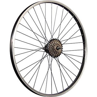 Taylor Roue arrière de vélo de 26 ", en aluminium, avec couronne à 6 vitesses, noire Taylor Roue arrière de vélo de 26 ", en aluminium, avec couronne à 6 vitesses, noire