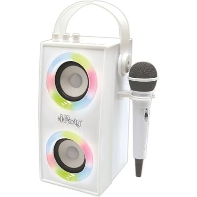 Lexibook , iParty, Enceinte Portable Bluetooth Lumineuse avec Micro, karaoké, effets lumineux, sans-fil, USB, carte SD, batterie rechargeable, blanc, BTP180Z Lexibook , iParty, Enceinte Portable Bluetooth Lumineuse avec Micro, karaoké, effets lumineux, sans-fil, USB, carte SD, batterie rechargeable, blanc, BTP180Z