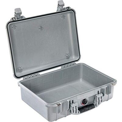 PELI 1500 valise de transport résistante aux chocs, IP67 étanche à l'eau et à la poussière, capacité de19L, fabriquée en Allemagne, sans mousse, couleur: argentée PELI 1500 valise de transport résistante aux chocs, IP67 étanche à l'eau et à la poussière, capacité de19L, fabriquée en Allemagne, sans mousse, couleur: argentée