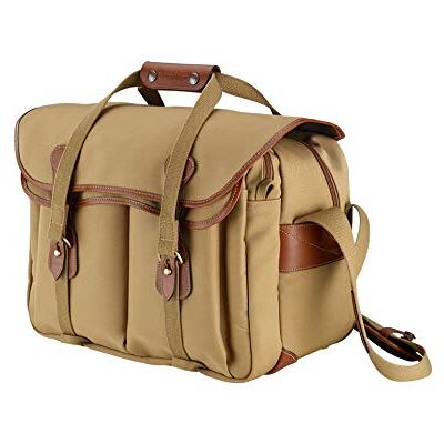 Billingham 445 Sac en toile pour appareil photo avec bordure en cuir marron clair Billingham 445 Sac en toile pour appareil photo avec bordure en cuir marron clair