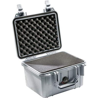 PELI Protector 1300 Étui pour appareil photo professionnel étanche IP67 Capacité 17 L Fabriqué aux États-Unis avec insert en mousse personnalisable Argenté PELI Protector 1300 Étui pour appareil photo professionnel étanche IP67 Capacité 17 L Fabriqué aux États-Unis avec insert en mousse personnalisable Argenté