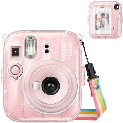 FINTIE Étui Compatible avec Appareil Photo Fujifilm Instax Mini 13, Housse Rigide avec Bandoulière Amovible, Rose Pailleté FINTIE Étui Compatible avec Appareil Photo Fujifilm Instax Mini 13, Housse Rigide avec Bandoulière Amovible, Rose Pailleté