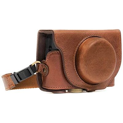 MegaGear MG875 Sony Cyber-shot DSC-RX100 VI, DSC-RX100 V, DSC-RX100 IV Ever Ready Étui de Protection en Cuir Véritable avec Bandoulière Marron foncé MegaGear MG875 Sony Cyber-shot DSC-RX100 VI, DSC-RX100 V, DSC-RX100 IV Ever Ready Étui de Protection en Cuir Véritable avec Bandoulière Marron foncé