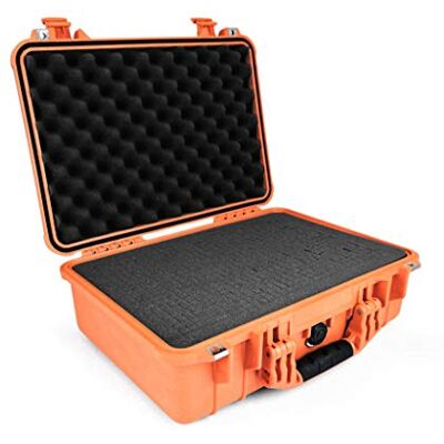 PELI 1500 valise étanche pour caméra, conforme à la norme IP67, capacité de 19L, fabriquée en Allemagne, avec insert en mousse personnalisable, couleur: orange PELI 1500 valise étanche pour caméra, conforme à la norme IP67, capacité de 19L, fabriquée en Allemagne, avec insert en mousse personnalisable, couleur: orange