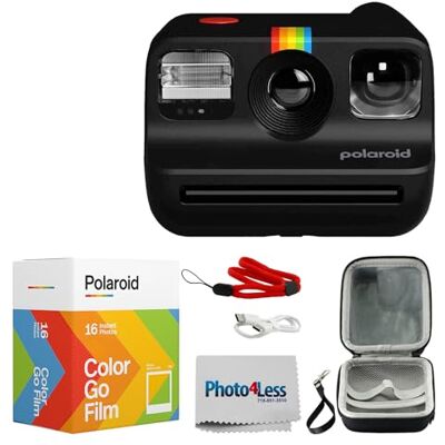 Polaroid Mini appareil photo instantané Go Generation 2 (noir) livré avec film couleur GO Lot de 2, étui de transport rigide, chiffon de nettoyage d'objectif Polaroid Mini appareil photo instantané Go Generation 2 (noir) livré avec film couleur GO Lot de 2, étui de transport rigide, chiffon de nettoyage d'objectif