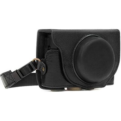MegaGear MG874 Sony Cyber-shot DSC-RX100 VI, DSC-RX100 V, DSC-RX100 Ever Ready Étui de Protection en Cuir Véritable avec Bandoulière Noir MegaGear MG874 Sony Cyber-shot DSC-RX100 VI, DSC-RX100 V, DSC-RX100 Ever Ready Étui de Protection en Cuir Véritable avec Bandoulière Noir