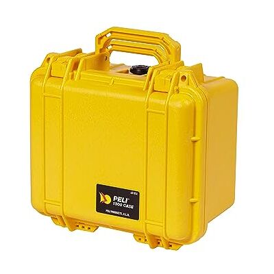 PELI 1300-001-240E Valise en polypropylène étanche à l'eau et à la poussière IP67, volume 6 l, fabriquée aux États-Unis, sans mousse, jaune, 1300-001-240E PELI 1300-001-240E Valise en polypropylène étanche à l'eau et à la poussière IP67, volume 6 l, fabriquée aux États-Unis, sans mousse, jaune, 1300-001-240E