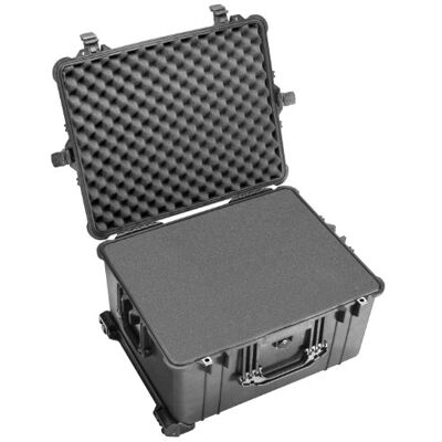 PELI 1620 valise à roulettes antichoc, poignée télescopique et séparateurs rembourrés, étanche eau et poussière IP67, capacité de 72L, fabriquée en Allemagne, avec séparateurs rembourrés, noire PELI 1620 valise à roulettes antichoc, poignée télescopique et séparateurs rembourrés, étanche eau et poussière IP67, capacité de 72L, fabriquée en Allemagne, avec séparateurs rembourrés, noire