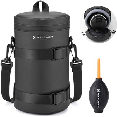 K&F CONCEPT Sac pour objectif à fermeture éclair étanche et résistant aux chocs Sac polyvalent pour objectif reflex numérique Diamètre et hauteur inférieurs, Noir, XL, Étui pour objectif K&F CONCEPT Sac pour objectif à fermeture éclair étanche et résistant aux chocs Sac polyvalent pour objectif reflex numérique Diamètre et hauteur inférieurs, Noir, XL, Étui pour objectif